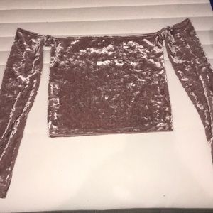 Velvet long sleeved crop top